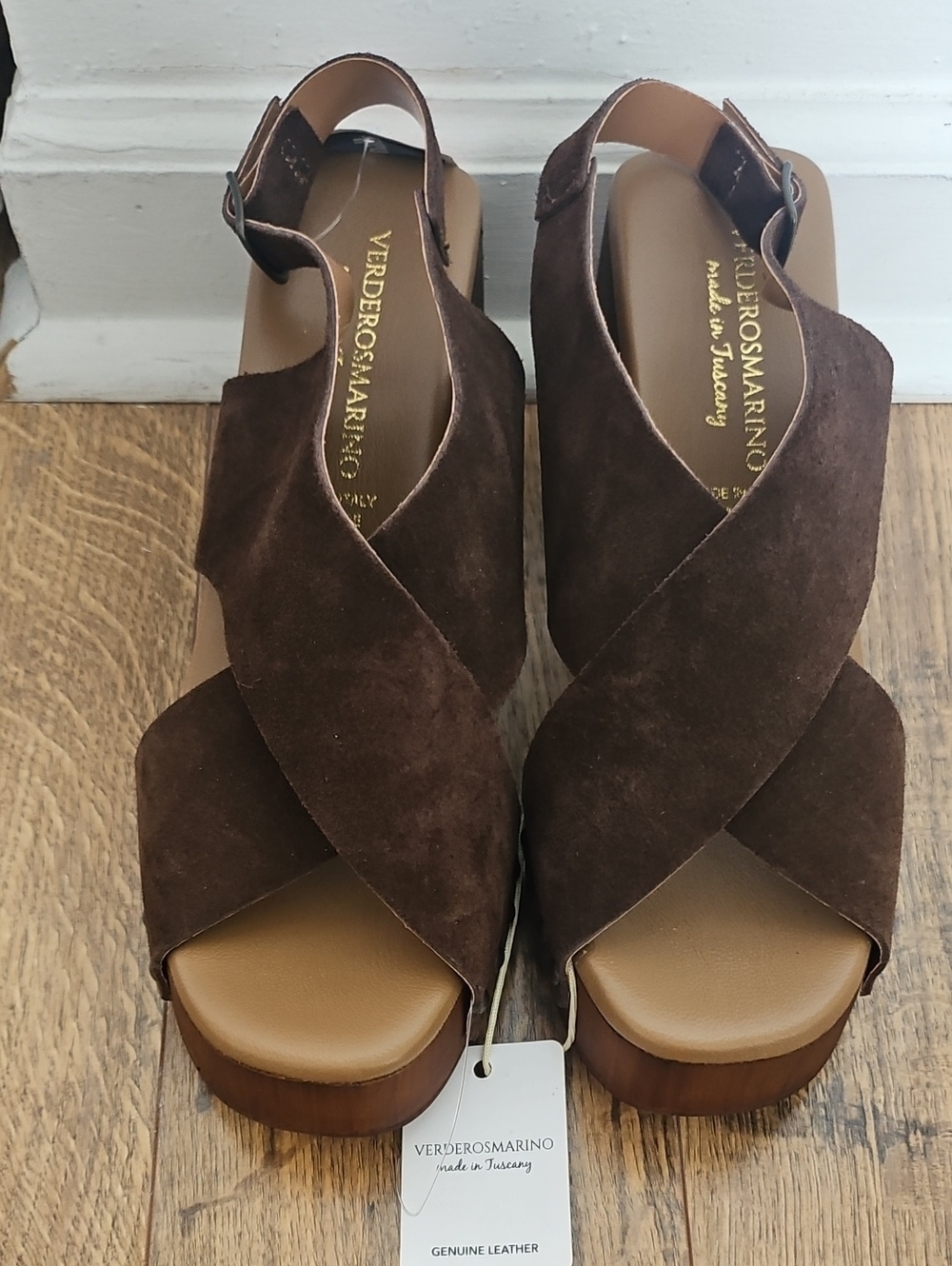 Verderosmarino  Suede Cross-Strap Platform Sandals